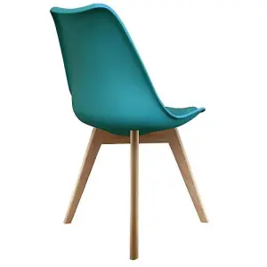 Soho Teal Plastic Dining Chair with Squared Light Wood Legs