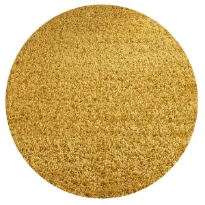 Gold Thick Shaggy Circle Rug - California - 150cm