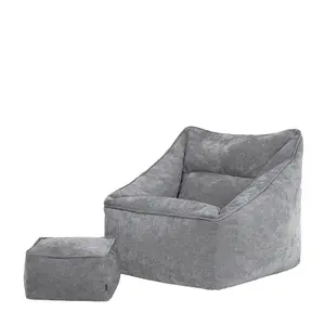 icon Natalia Chenille Armchair Bean Bag and Footstool Set Grey Giant Bean Bag Chair