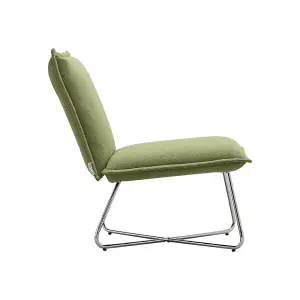 Green Modern Linen Accent Chair with Metal Base