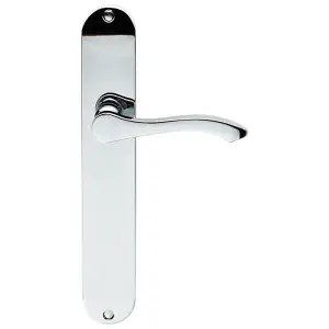 Polished Chrome Curved Door Handle 242 x 40mm PAIR of Scroll Lever Latch Backplate