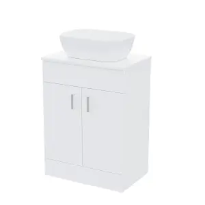 Nes Home Onken 500mm White Vanity Cabinet and Rectangle Curved Edges Counter Top Basin