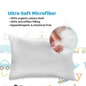 Anti-Allergy Cot Pillow 40x60cm - Microfibre Cover, Hollowfibre Filling