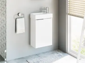 Bathroom Vanity Unit with Basin 400 Cloakroom Sink Wall Cabinet White Gloss Avir