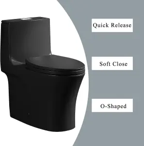 Soft Close Toilet Seat with Quick Release for Easy Clean - Black