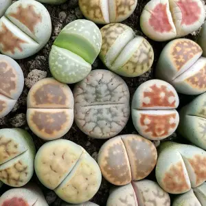 1 x Lithops Living Stone Mixed Succulent Plants in 9cm Pot - Indoor Pebble Plants