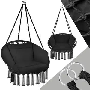 Swing Chair Grazia - seat and back cushions, stable, durable hanging chair - black