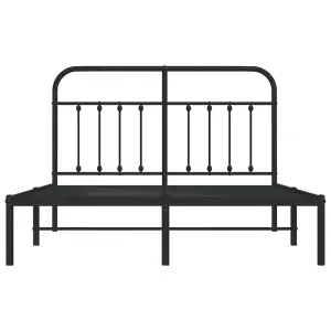 Berkfield Metal Bed Frame with Headboard Black 140x190 cm