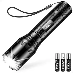 Blukar LED Torch Battery Powered, 2000L Super Bright Adjustable Focus Flashlight, 5 Lighting Modes, IPX6 Waterproof Pocket Size Torch For Power Cuts