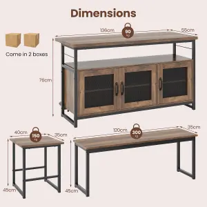 COSTWAY 4 Piece Dining Table and Chairs Set Kitchen Island w/ Bench and Storage