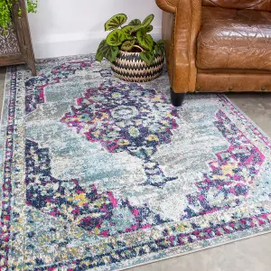 Multicolour Traditional Medallion Area Rug 80x150cm