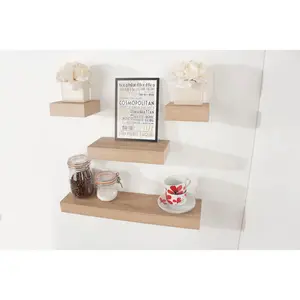 Hudson Shelf Kits, 4 Piece Wall Shelf Kits Oak