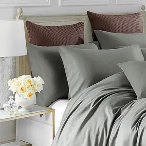 Marnisha Polyester Solid Colour Duvet Cover Set with Pillowcases Grey / Super King - 2 Standard Pillowcases