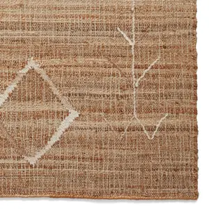 Beige Geometric Handmade Modern Rug For Bedroom & Living Room-120cm X 170cm