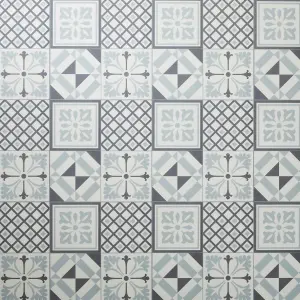 GoodHome Poprock Black & white Mosaic effect Vinyl tile, 1.3m²