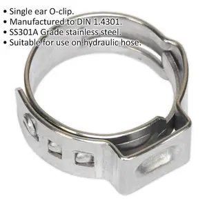 25 PACK Stainless Steel Single Ear O-Clip - 13.2mm to 15.7mm Diameter - Fixing