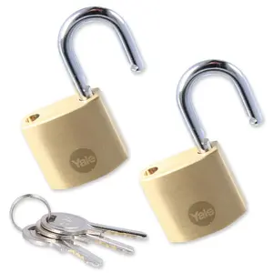 Yale Brass Padlock Y110B/25/113/2 25mm Pack of 2