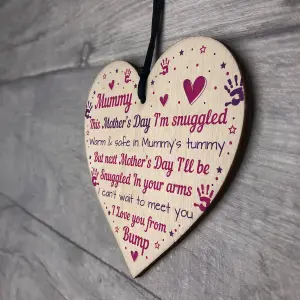 Red Ocean Mummy To Be Gifts Novelty Mothers Day Gift From Bump Wooden Heart Sign Mum Gifts From Baby Daughter Son