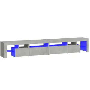 Berkfield TV Cabinet with LED Lights Concrete Grey 260x36.5x40 cm