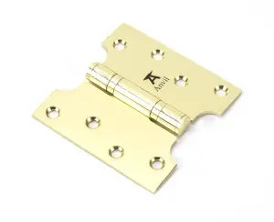 From The Anvil Polished Brass 4 Inch x 2 Inch x 4 Inch  Parliament Hinge (pair) ss