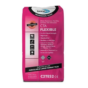 Bond It CTA Flexible Tile Adhesive Grey Cement Ceramic Floor Wall Non Slip 20kg