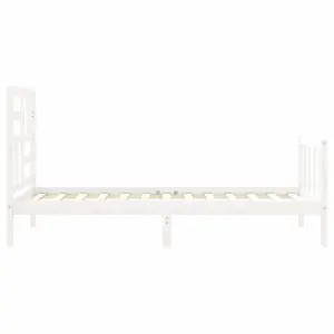 Berkfield Bed Frame with Headboard White Single Solid Wood