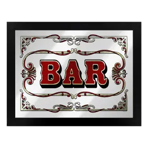 Grindstore Bar Mirrored Plaque Black/Silver/Red (One Size)