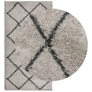 Shaggy Rug PAMPLONA High Pile Modern Beige and Anthracite 80x150 cm