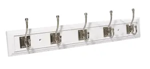 Satin White Nickel effect 5 Hook rail, (L)683mm (H)23mm