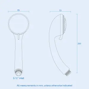 Nes Home Shower 85mm Bathroom Modern 3 Mode Handset Chrome Finish