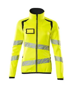 Mascot Accelerate Safe Ladies Microfleece Jacket with Zipper (Hi-Vis Yellow/Dark Navy)  (Medium)