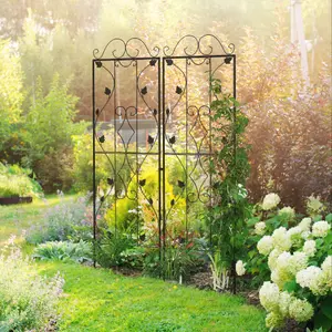 Outsunny Set of 2 Metal Trellis for Climbing Plants, Leaf Design, 50 x 181cm