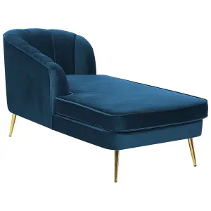 Right Hand Velvet Chaise Lounge Navy Blue ALLIER