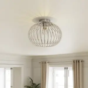 GoodHome Round Metal & plastic Chrome effect LED Ceiling light