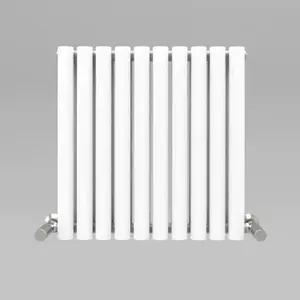 White Oval Tube 600x590mm Horizontal Double Panel Heated Towel Radiator