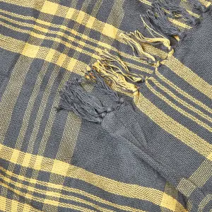 Homescapes Grey & Yellow Tartan Check Sofa and Bed Throw, 255 x 360 cm