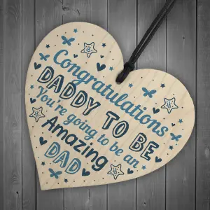 Red Ocean Daddy To Be Sign Baby Shower New Dad Gift Wooden Heart New Baby From Bump Present Keepskae