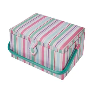 Medium Sewing Basket Stripe 18.5 x 26 x 15cm - Sewing Online GA1122M