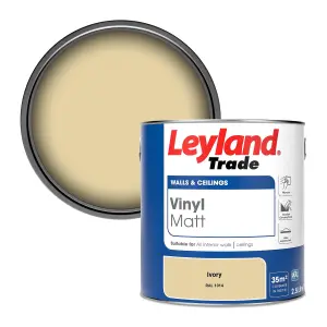 Leyland Trade Vinyl Matt Walls & Ceilings Emulsion Paint Ivory (RAL 1014) 2.5L