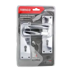 Timco - Victorian Straight Lock Handles - Polished Chrome (Size 152 x 43 - 2 Pieces)