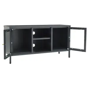 Berkfield TV Cabinet Anthracite 105x35x52 cm Steel and Glass