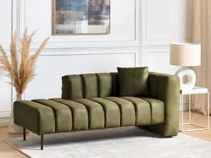 Right Hand Velvet Chaise Lounge Green LANNILS