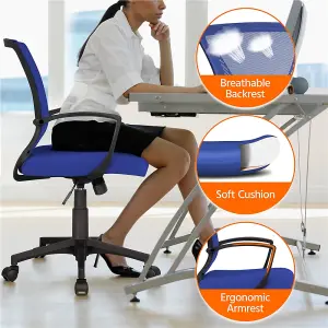 Yaheetech Ergonomic Mesh Office Chair with Mid-Back 360 Degree Rolling Casters Height Adjustable - Blue