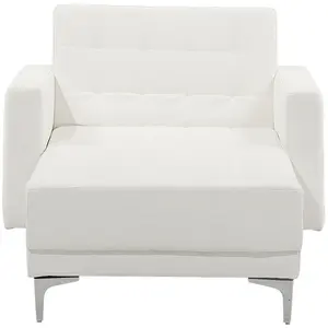 Faux Leather Chaise Lounge White ABERDEEN