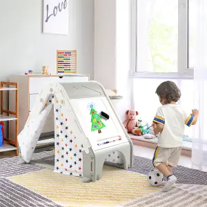 Costway 6 in 1 Children Kids Playhouse w/ Tent Climbing Wall & White Board