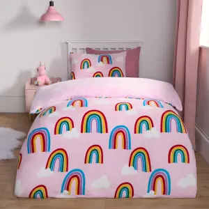 Rainbow Duvet Cover Set Warm Teddy Fleece Bedding Supersoft Quilt Thermal Warm