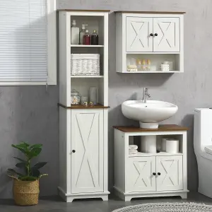 kleankin Tall Bathroom Cabinet Storage Cupboard with Door, Adjustable Shelves