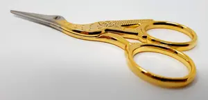 Scissors: Embroidery: Gold-Plated: Stork Style: 9cm or 3.5in