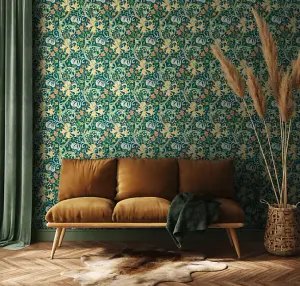 Hoopla Walls Lily Ogee Emerald Green Smooth Matt Wallpaper