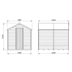 Forest Garden Overlap 8x6 ft Apex Wooden Pressure treated Shed with floor - Assembly service included